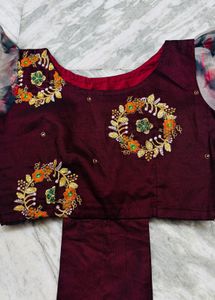 Maroon Lehenga Choli with Embellished Blouse