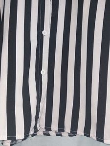 Navy Blue White Striped Shirt