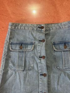 Denim Mini Skirt with Pockets