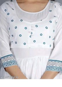 White Printed Anarkali Kurta with dupatta