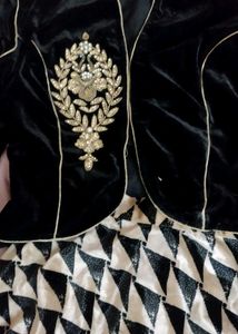 Elegant Black Velvet Lehenga Choli Set