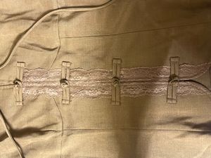 Brown Lace Detail Chinese Collar Top