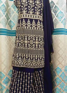 Elegant heavy embroidered palazzo set