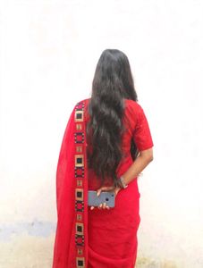 Vibrant Red Saree with Geometric Border