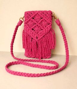 Pink Macrame Sling Bag