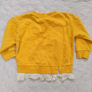 Yellow Ruffle-Hem Sweatshirt