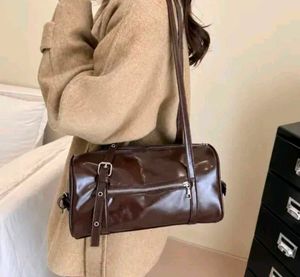 Chic Brown Barrel Crossbody Bag