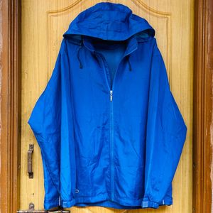 Blue Hooded Zip-Up Jacket