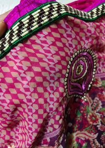 Beautiful Pink Floral Saree