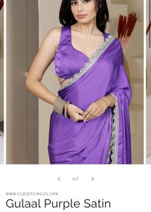 Purple Chiffon Satin Saree Export Quality