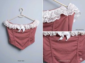 Cute Corset Top with Lace Trim