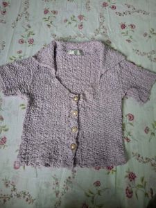 Chic Lavender Crinkle Knit Top