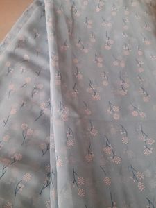 Georgette Light Blue Floral Print Saree