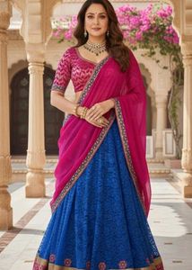 Blue 💙 Unstitched Lehenga Choli Dupatta