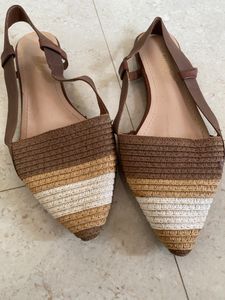 Brown and beige Mule Sandals