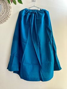 Teal Blue Bordered Saree with Gold Embroidery