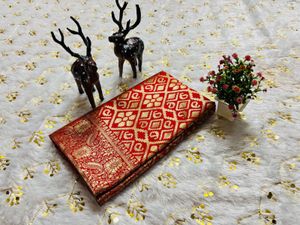 Elegant Red & Gold Banarasi Silk Saree