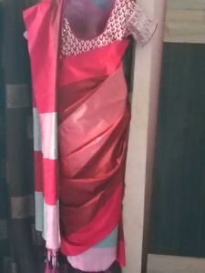 2-SareesCombo-New Maroon&amp;Blue+With+RedBorder Cott