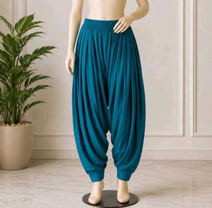 Teal Soft Crepe Silk Patiala Salwar Pants only