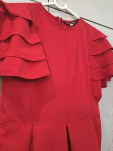 Vibrant Red Ruffled Jumpsuit