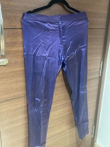 Purple Satin Slim Fit Pants