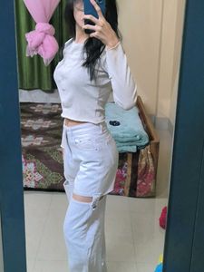 White Jeans with Cutouts