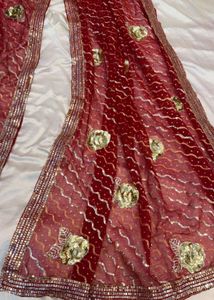 Maroon Sequined Floral saree