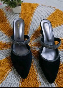 Black Embellished Mules