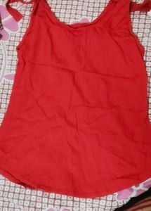 Red Sleeveless Tie-Up Top