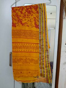 Rangmanch Pure Cotton Bandhni Yellow Dupatta