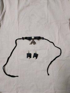 Handmade Fabric &amp; Cowrie Shell Necklace with Match