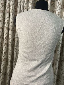 Sleeveless V-Neck Grey Top