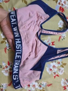 Comfortable Pink &amp; Navy Sports Bra