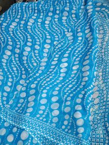 Blue White Polka Dot saree