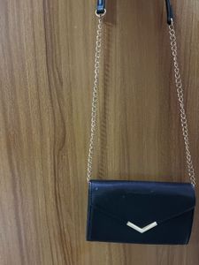 Chic Black Clutch with Gold Chain
