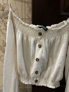 Chic Off-Shoulder Smocked Crop Top