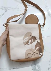 Stylish Leaf Print Crossbody Bag with coin Pouch