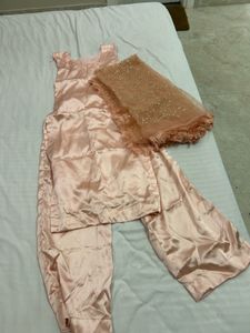 Peach Sequin Embellished Kurta set
