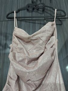 Sparkly Pink Spaghetti Strap Gown