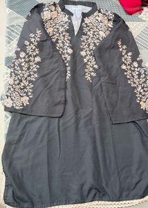 Elegant Black Embroidered Kurta Set