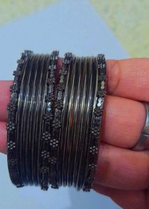 Oxidized Silver Bangles with Danglers
