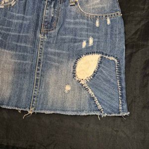 Distressed Denim Mini Skirt y2k