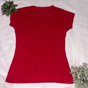 Red floral printed Tshirt for women