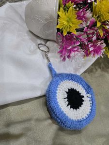 Handmade Evil Eye and sunflower Keychain