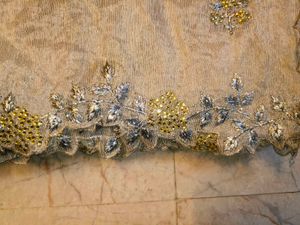 Sliver Elegant Embroidered Fabric Dupatta