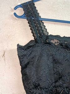 Partywear Lace Camisole Top Black Sheer