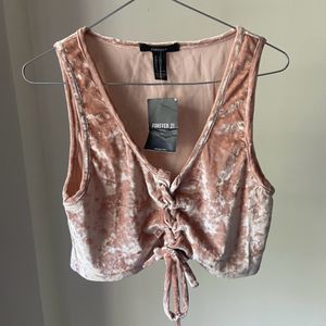 NWT Forever 21 Velvet Lacing Detail Top