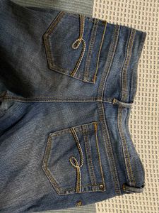 Mid Waist Blue Denim Jeans