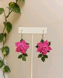 Rose Crochet Statement Earrings