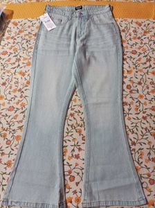 Light Wash Flare Jeans with Bow Detail